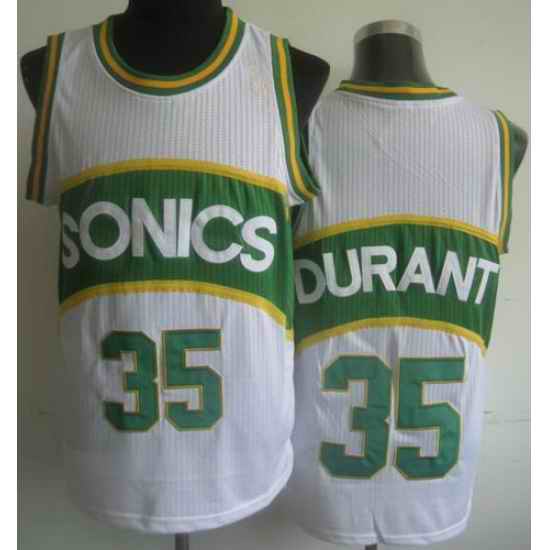 Seattle Supersonic 35 Kevin Durant White Hardwood Classics Revolution 30 NBA Jerseys